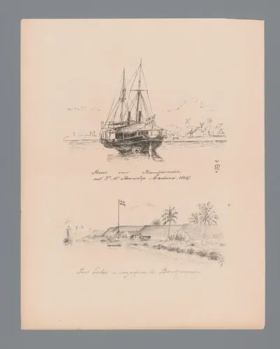 Koninklijk stoomschip Madura in 1866 en Fort Tatas te Bandjermasin