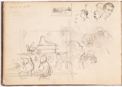 Konsertti. Kaksi maisemaharjoitelmaa. Pääharjoitelmia. Todennäk. 1880-luvun loppu.