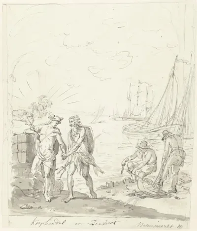 Koophandel en Zeevaart, decoratie op de Nieuwmarkt, 1795