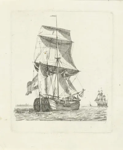 Koopvaardij hoeker met één mast