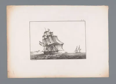 Koopvaardijfregat op zee
