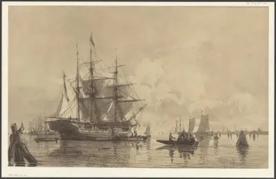 Koopvaardijschip in de haven