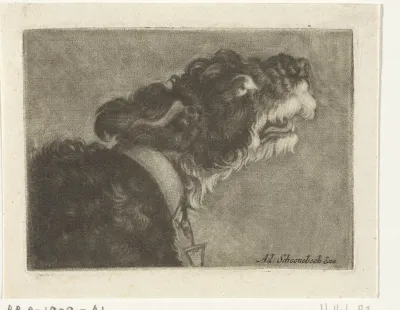Kop van een blaffende hond