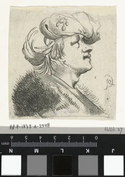 Kop van een jongeman met tulband