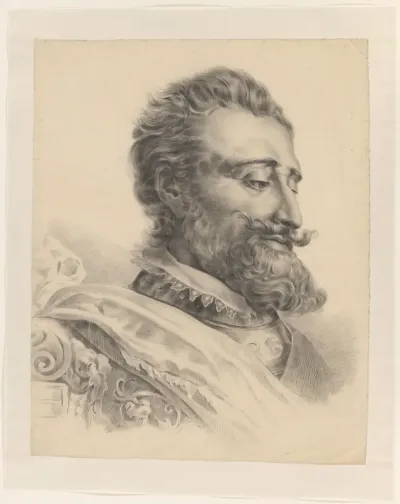 Kop van een man met baard, naar rechts