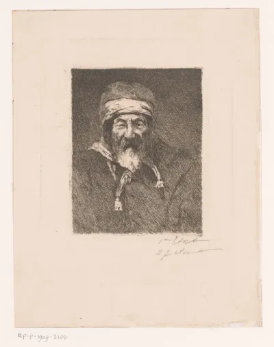 Kop van een oude man met baard