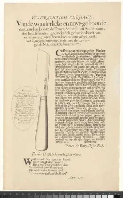 Kopie van de notariële akte met de beschrijving van de steensnijding van Jan de Dood