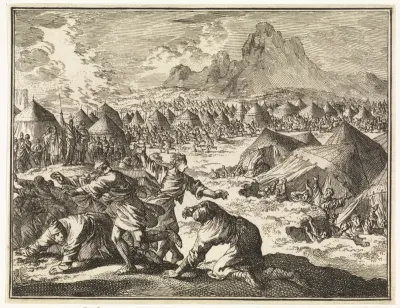 Korach, Datan en Abiram en hun gezinnen worden door de aarde verzwolgen