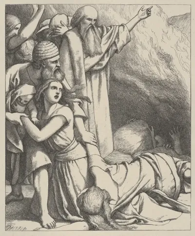 Korah Swallowed Up, from "Dalziels' Bible Gallery"