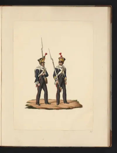 Korporaal en soldaat van de infanterie, 1830-1831