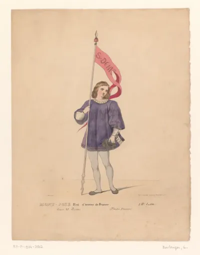 Kostuum van Mont-Joie, wapenkoning uit het drama Louis XI à Péronne
