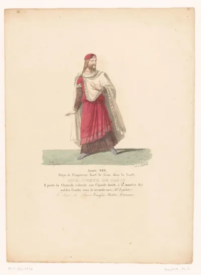 Kostuum van Odo I, koning van West-Francië uit de tragedie Le Siège de Paris