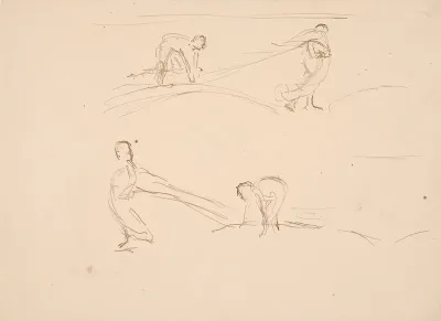 Köynnöksen kantajia, köynnöksen kaksi päätä, luonnos Tampereen tuomiokirkon lehterikaiteen maalauksiin; Öljylamppu (?) (kaksipuolinen teos)