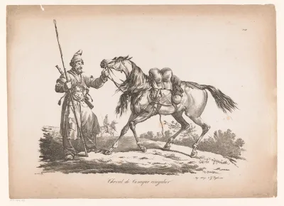 Kozak naast zijn paard