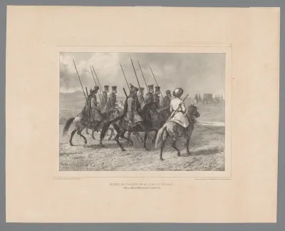 Kozakken met speren te paard begeleiden een wagen, 11 oktober 1837