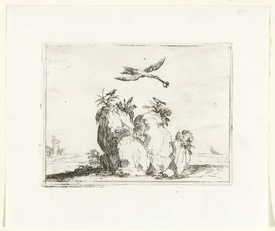 Kraanvogel met een steen in de snavel