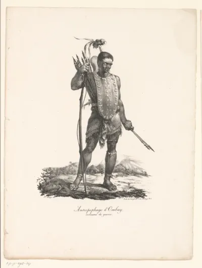 Krijger uit Ombay in Indonesië