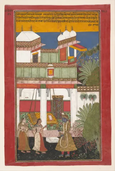 Krishna and Radha, Page from a Dispersed Rasikapriya (Verses Celebrating Aspects of Love)