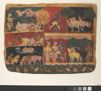 Krishna and the Cowherds: Page from a Dispersed Bhagavata Purana (Ancient Stories of Lord Vishnu)