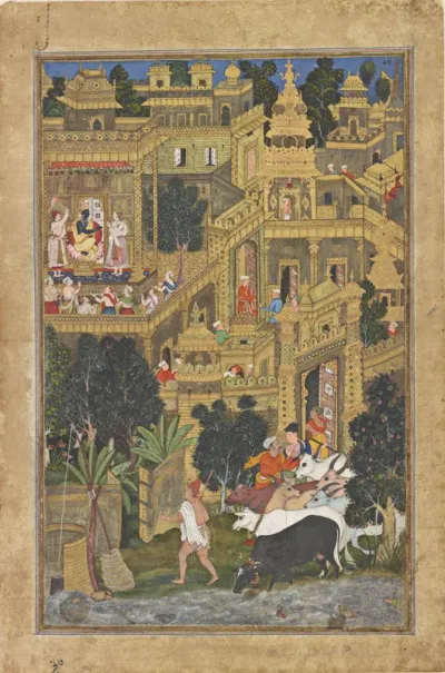 Krishna and the Golden City of Dwarka, from the Harivamsha (Geneology of Vishnu)