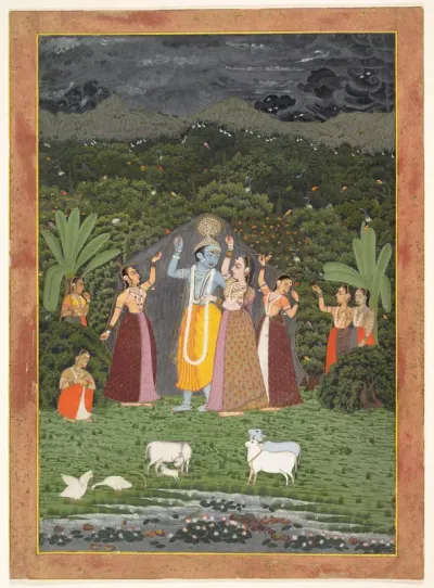 Krishna and the Gopis Take Shelter from the Rain