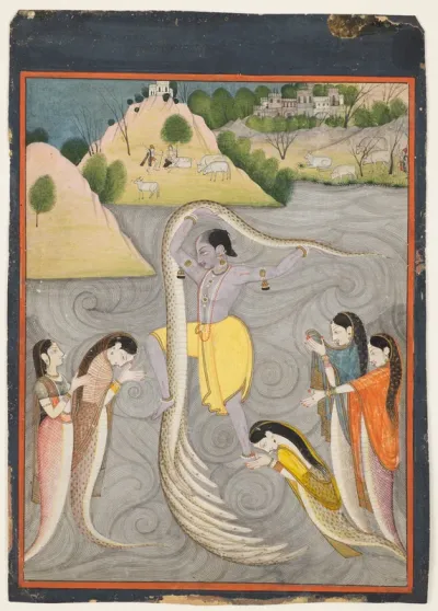 Krishna Quells the Serpent Kaliya, Folio from a Bhagavata Purana (History of God) series
