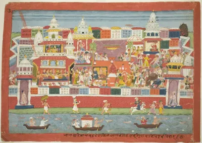 Krishna's Marriage to Kalinda, page from a Dispersed Bhagavata Purana manuscript