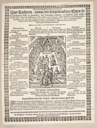 Kristus foran dommerne (Underschidliche Beschreibung der Personen und Richtern ... in gehaltene Rath zu Jerusalem)