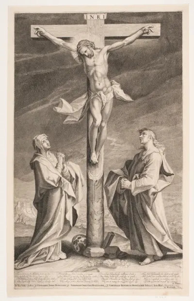 Kristus på korset mellem Maria og Johannes