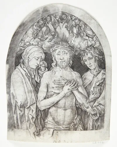 Kristus som smertensmand, mellem Maria og Johannes