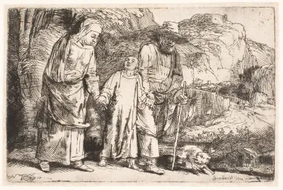 Kristus vender, mellem sine forældre, hjem fra templet