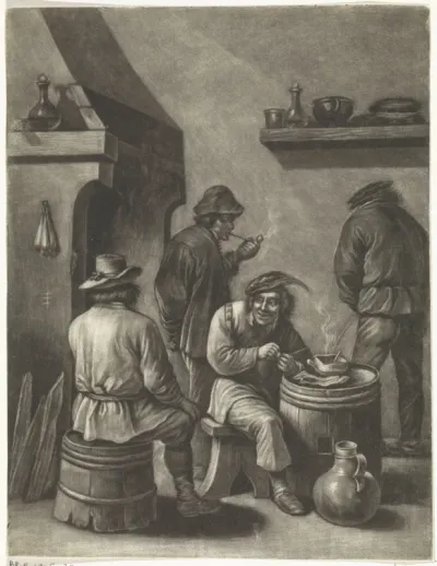 Kroegscène met vier boeren