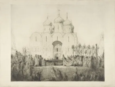 Kroning van tsaar Nicolaas II voor de Oespenskikathedraal