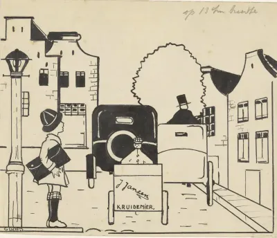 Kruidenierswagen op een straat