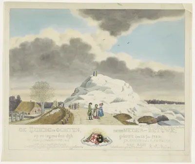 Kruiend ijs te Ochten, 1789