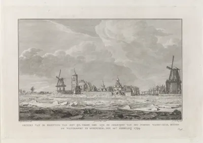 Kruiend ijs voor Gorinchem (plaat 1), 1799