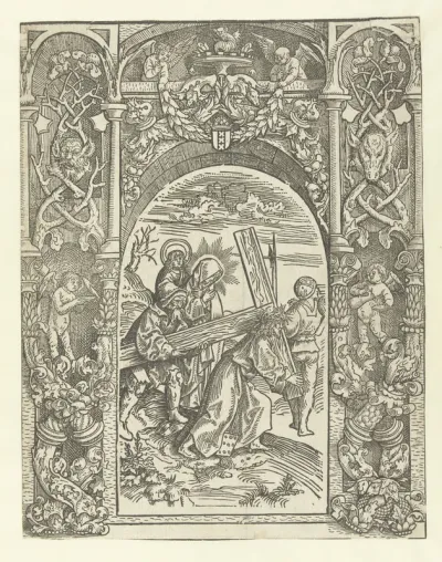Kruisdraging met ornamentele omlijsting