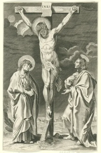 Kruisiging met Maria en Johannes de Doper