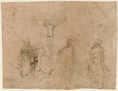 Kruisiging met vier figuren