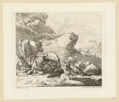 Kudde runderen en schapen