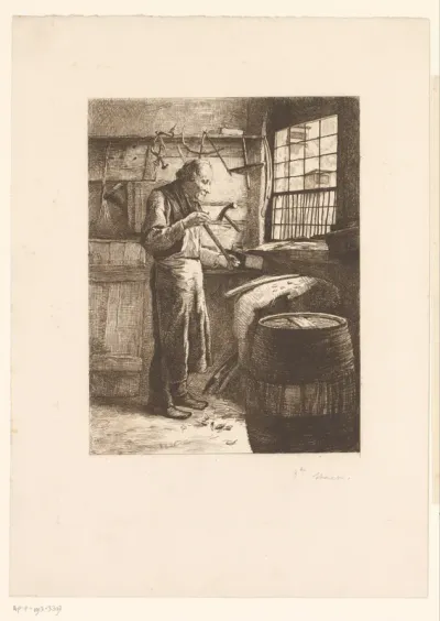 Kuiper aan het werk in zijn werkplaats