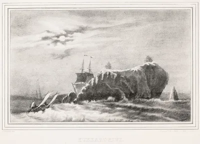 Kukkarokivi Glacial Erratic, illustration for Finland Depicted in Drawings, booklets XX and XXI