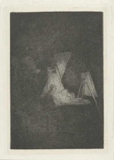 Kunstenaar in zijn atelier