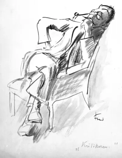 Kunsthistorikeren Carl V. Petersen siddende