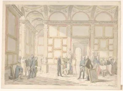 Kunstliefhebbers in een galerij