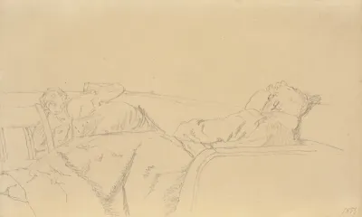 Kunstnerens fader og moder sover til middag