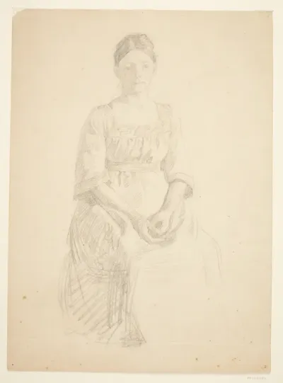 Kunstnerens hustru sidder model til portræt af fru Thora Karl Madsen til maleriet: Faaborgmuseets Indvielse (1910-11)
