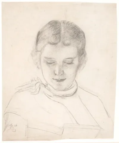 Kunstnerens søster, Elizabeth Zahrtmann, læsende