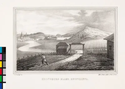 Kurkijoki and Ruunulinna, illustration for Finland Depicted in Drawings, booklets XI and XII