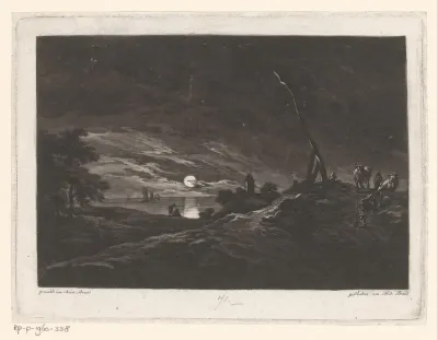 Kustlandschap bij nacht